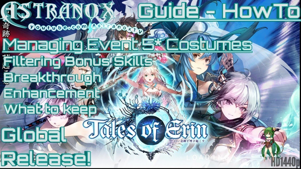 TALES OF ERIN How to Manage Event 5* Costumes - Breakthrough, Enhancement, Bonus Skills - Guide Tips