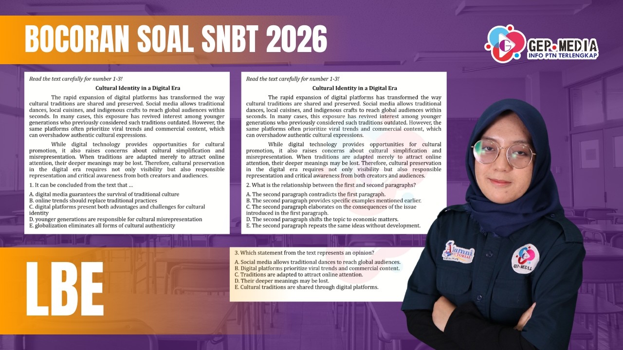 BOCORAN SOAL SNBT 2026 LBE | GEP MEDIA