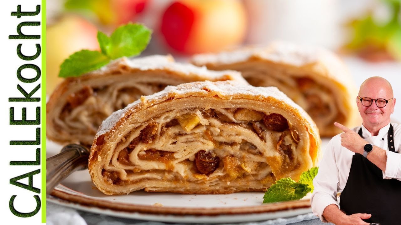 Apfelstrudel schnell & einfach selbermachen. Rezept o. Schnickschnack!