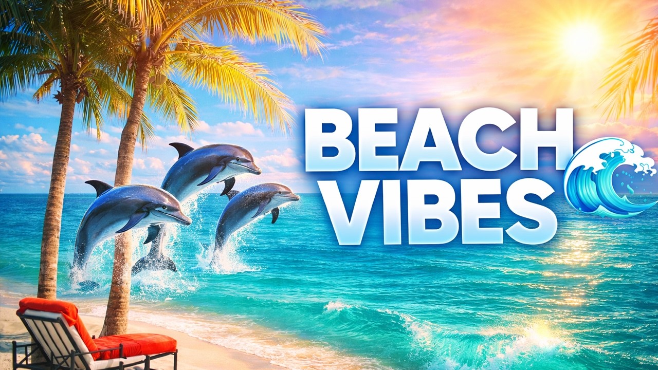 Relaxing Tropical Beach Ambience 🌴 Calm Ocean Waves for Relaxation, Sleep & Stress Relief (4K)