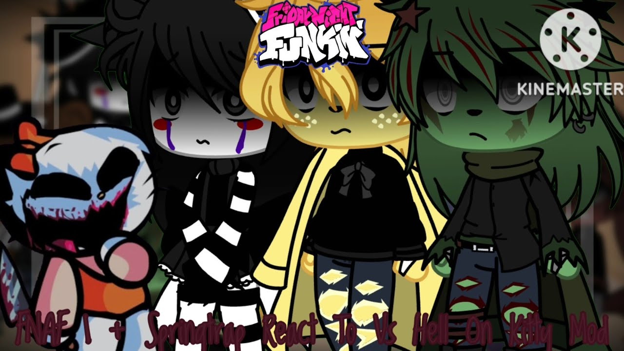 FNAF 1 + Marionette & Springtrap React To FNF Vs Hell On Kitty Mod || Gacha Club
