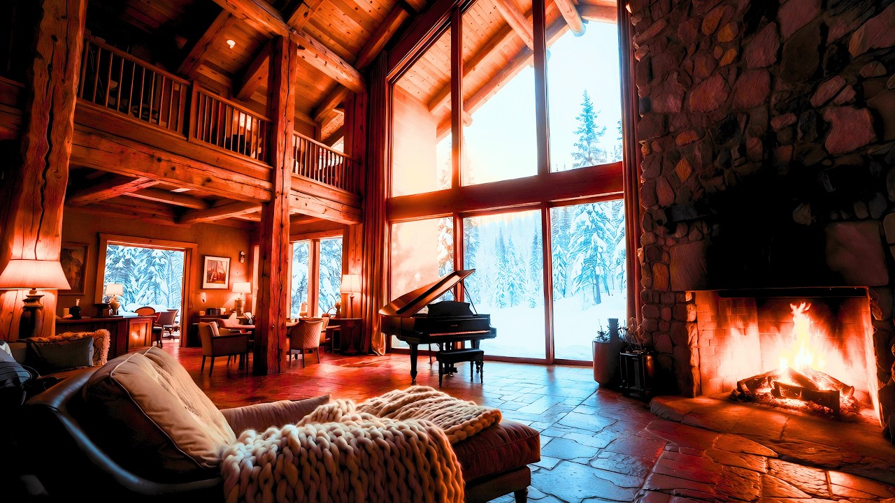 Cozy Winter Sanctuary ❄️🔥 Relaxing Felt Piano & Soft Snowfall ASMR [2 Hours]