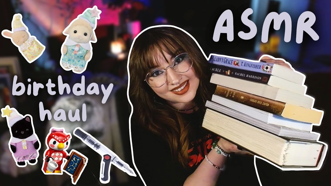 ASMR 📖 ✨ birthday book haul (book tapping, page flipping, & more)