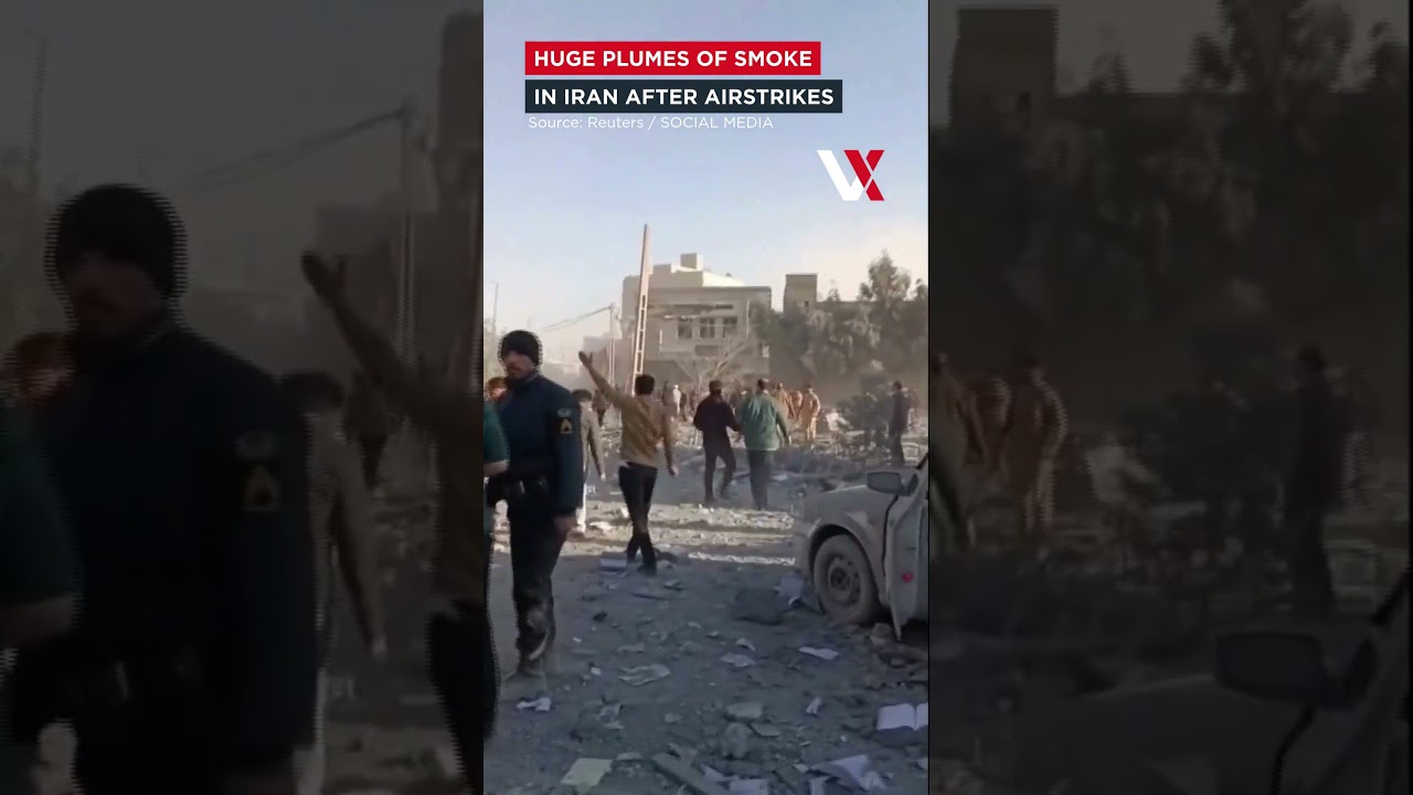 Thick Column Of Black Smoke Towers Over Western Tehran After Multiple Airstrikes | Iran | VERTEX