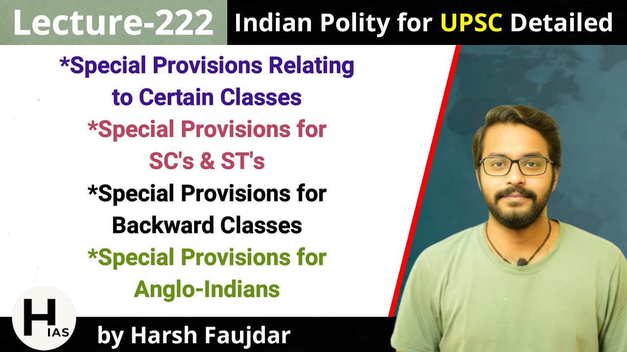L222: Special Provisions for SCs & STs, Backward Classes & Anglo-Indians | Indian Polity for UPSC