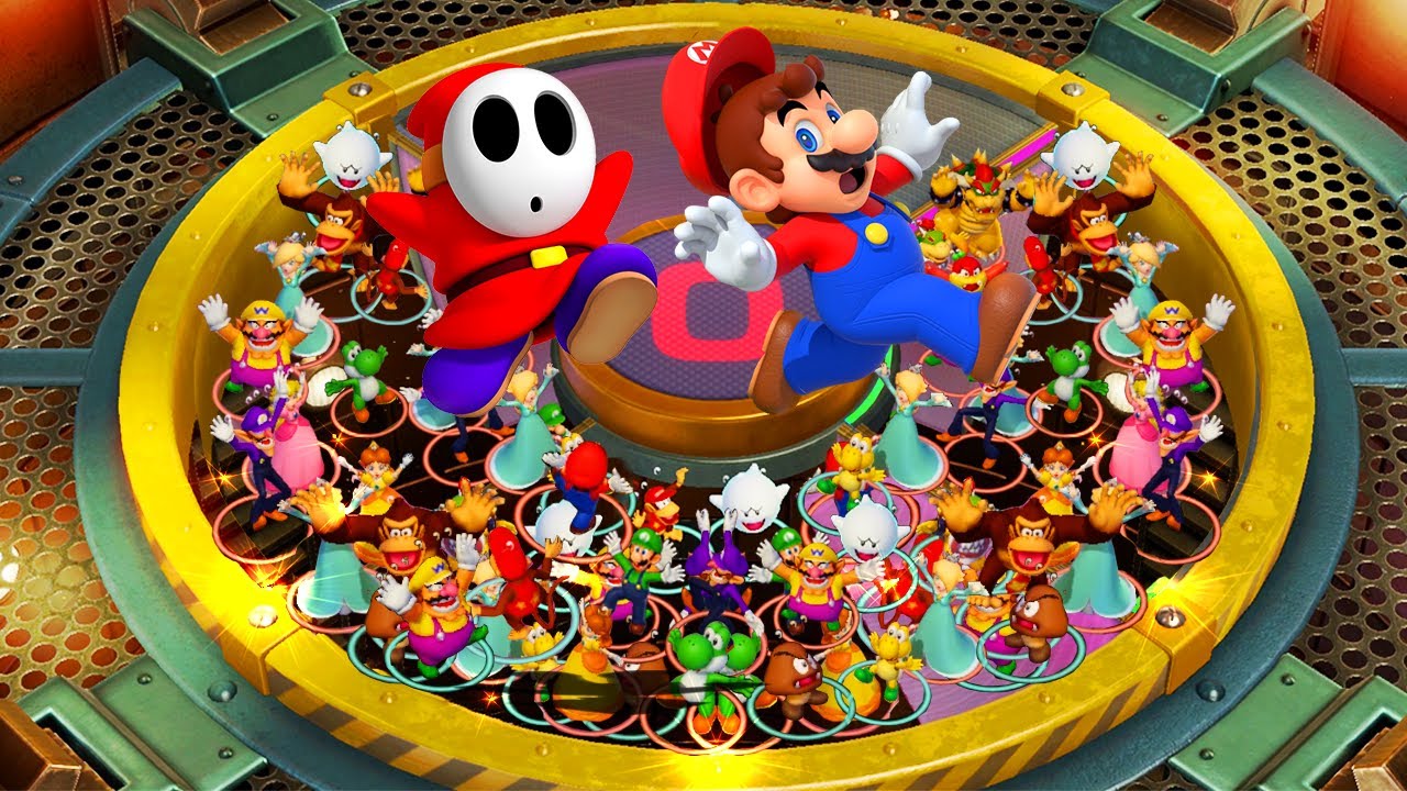 Super Mario Party - Lucky Team Color Battles - Mario Red Team vs Luigi Green Team