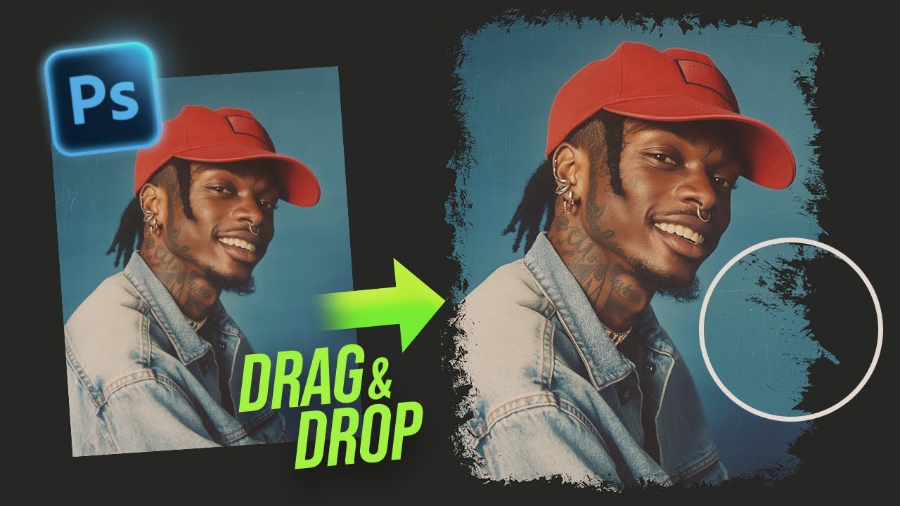 How to Add a Grunge Photo Frame in Photoshop | Drag & Drop Tutorial