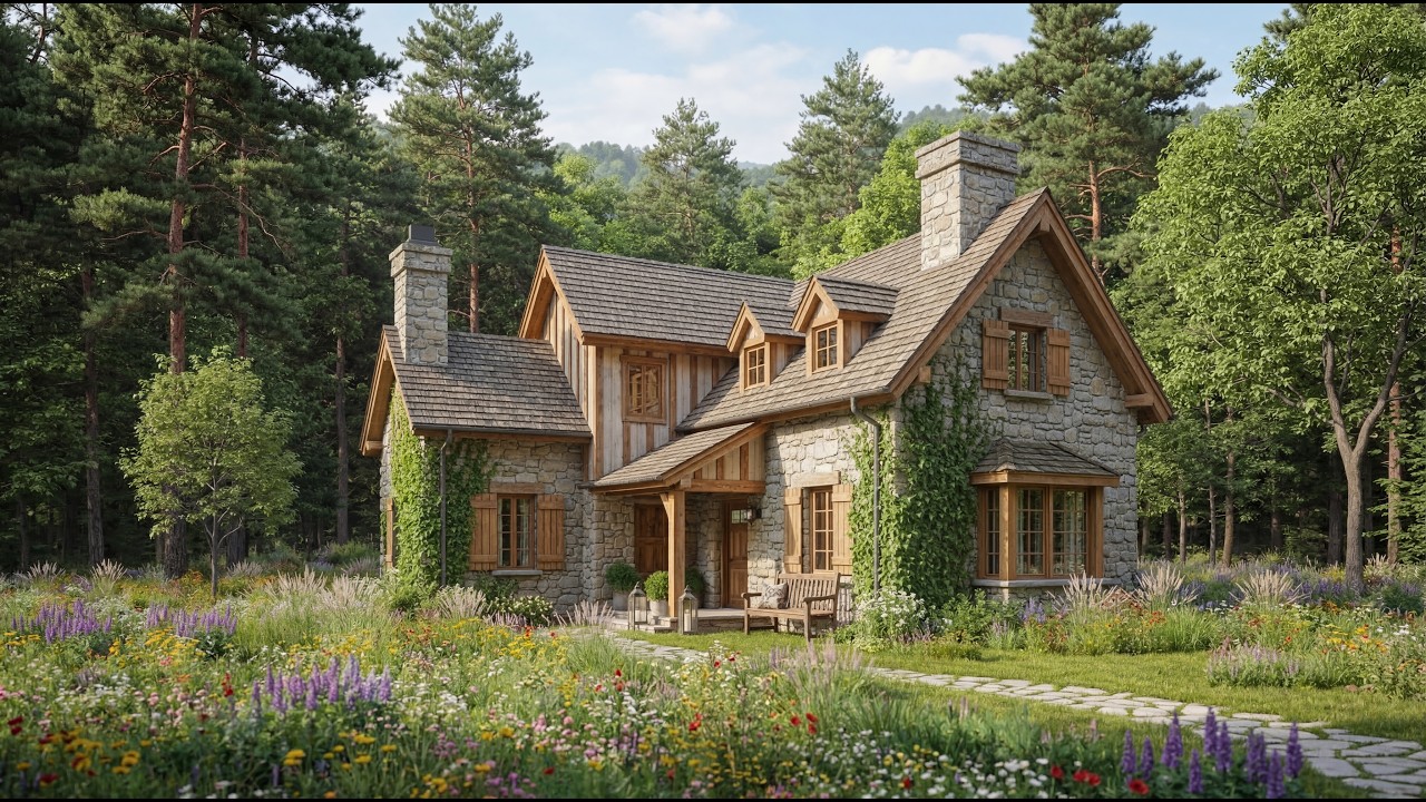 A Peaceful Day in a Cozy Forest Stone Cottage 🌿 | Cottagecore House Tour