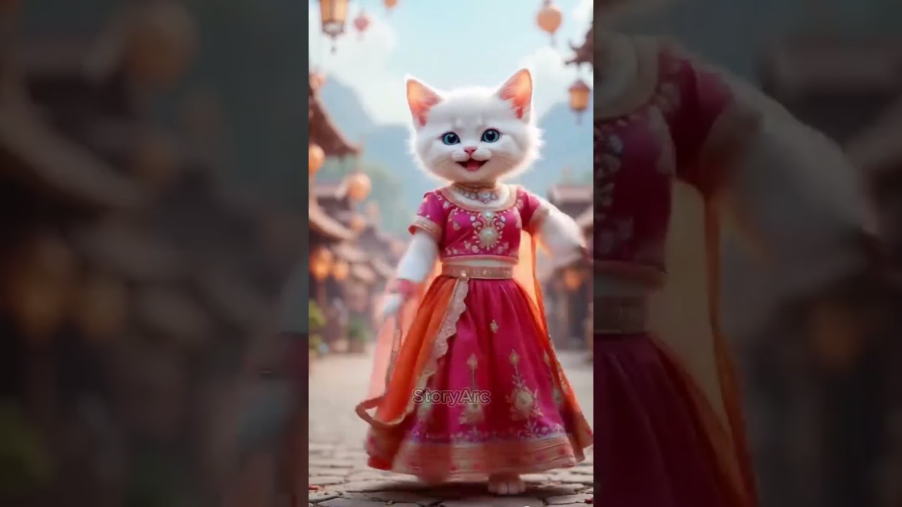 Cutest Cat Ever! 🐾 Dancing in Traditional Saree ✨ 