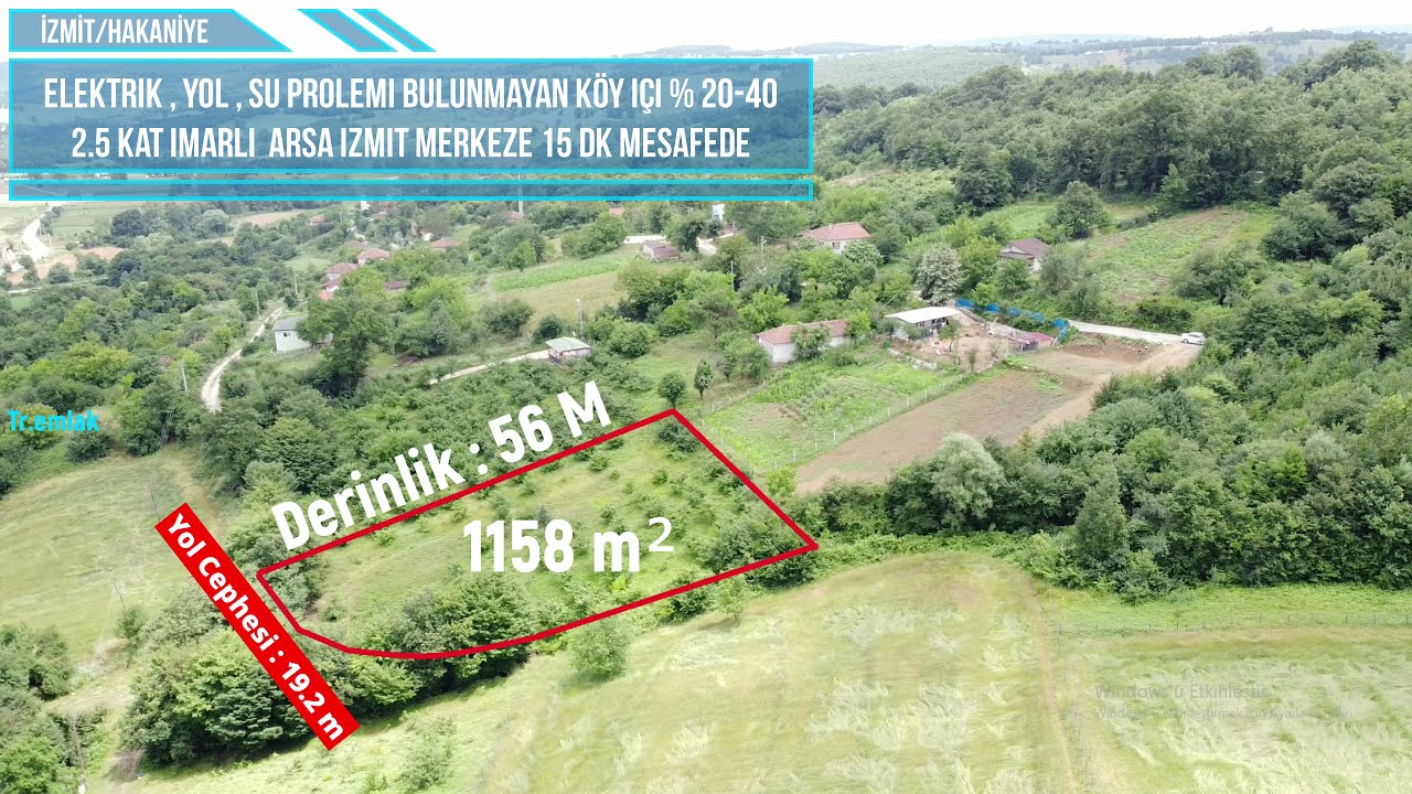 İZMİT HAKANİYE 1158 M² KÖY İÇİ ARSA
