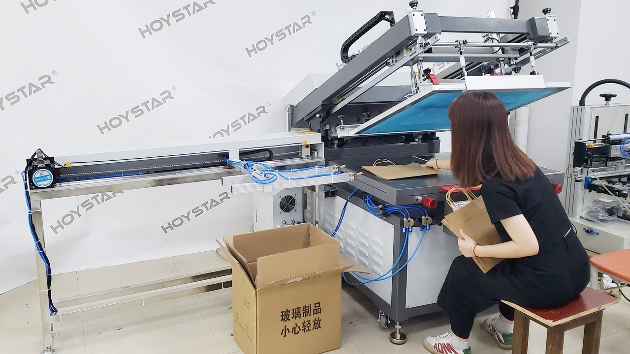 large small size non-woven bag paper bag silk screen printing machine with auto take off