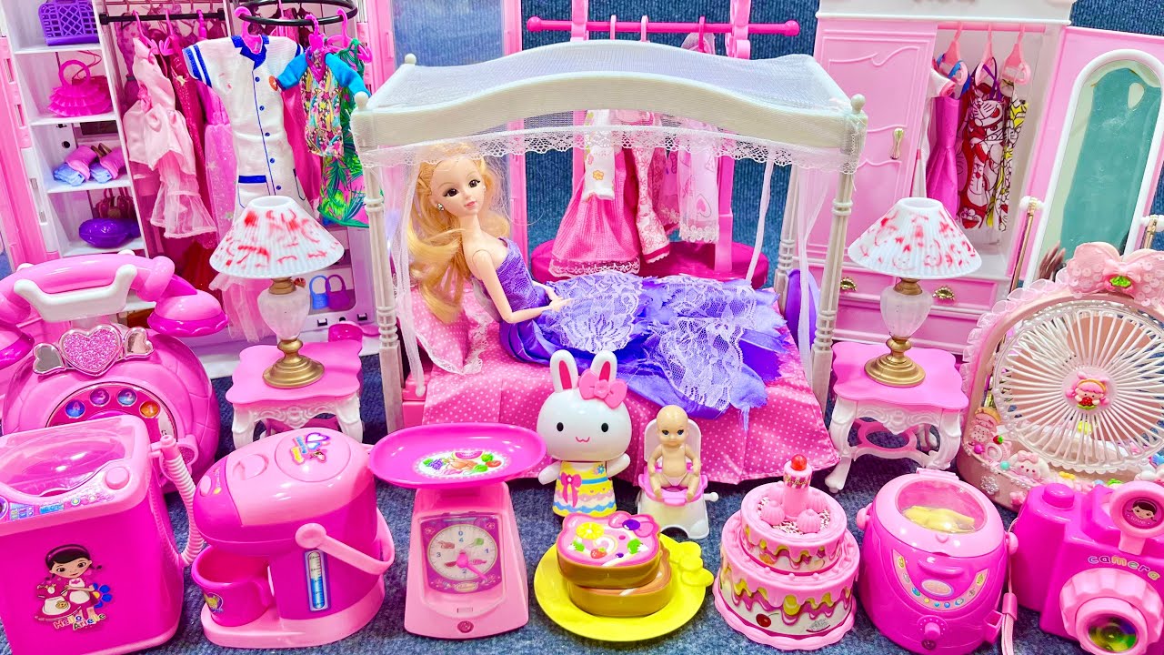 11 Minutes Satisfying with Unboxing Barbie Princess Bedroom & Furniture Play Set Review Toys | ASMR