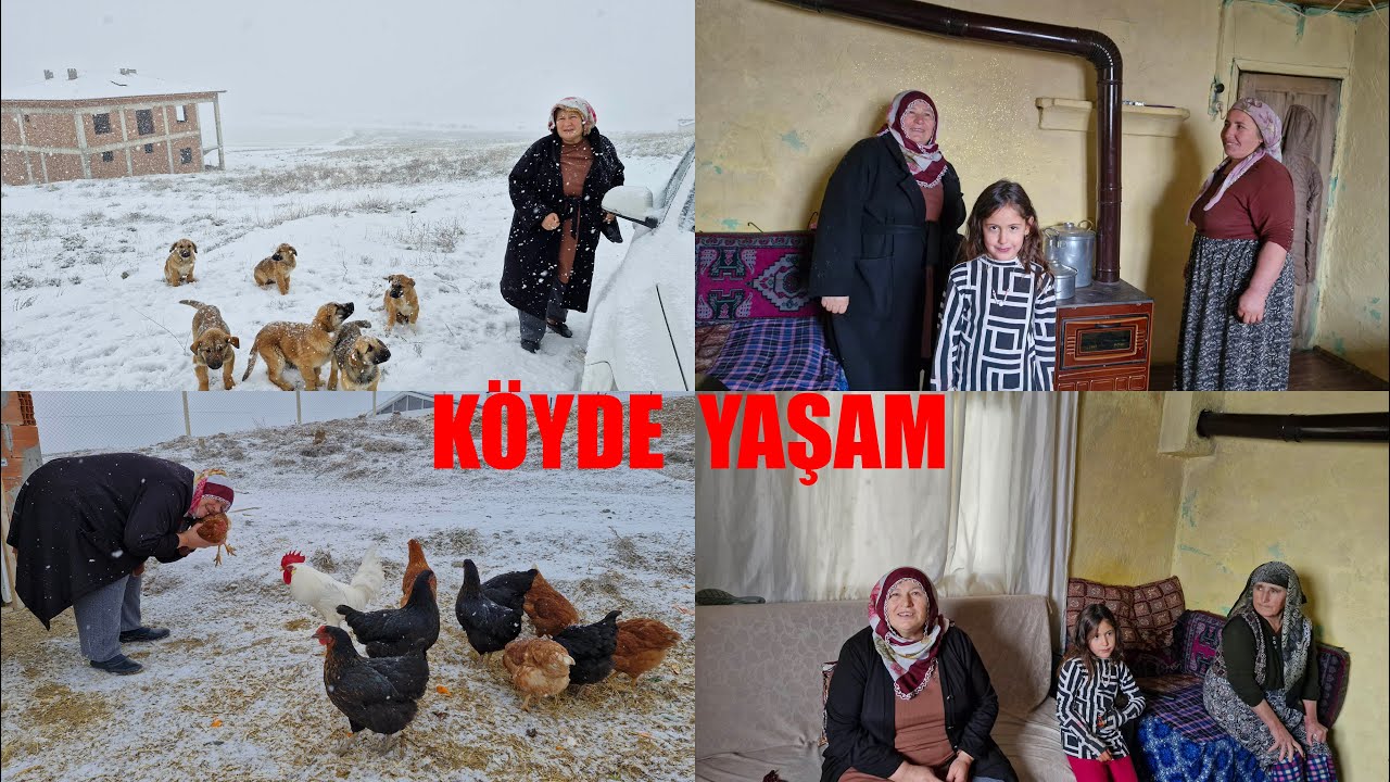 KÖYDE DOĞAL YAŞAM KARDA GEZMEYE GİTTİK AKRABA ZİYARETİ DÖNÜŞTE YOLDA KALDIK