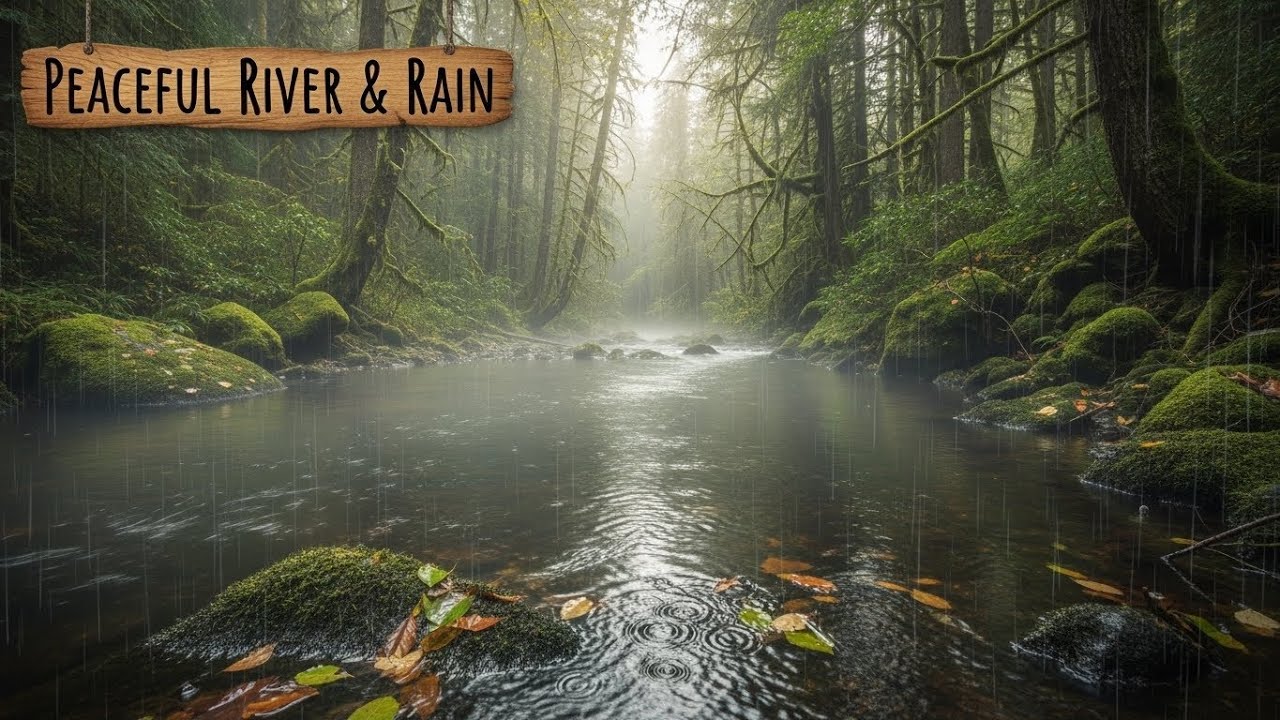 Relaxing Calm Rain Sounds with Flowing River Sounds for Mindfulness and Mental Relaxation