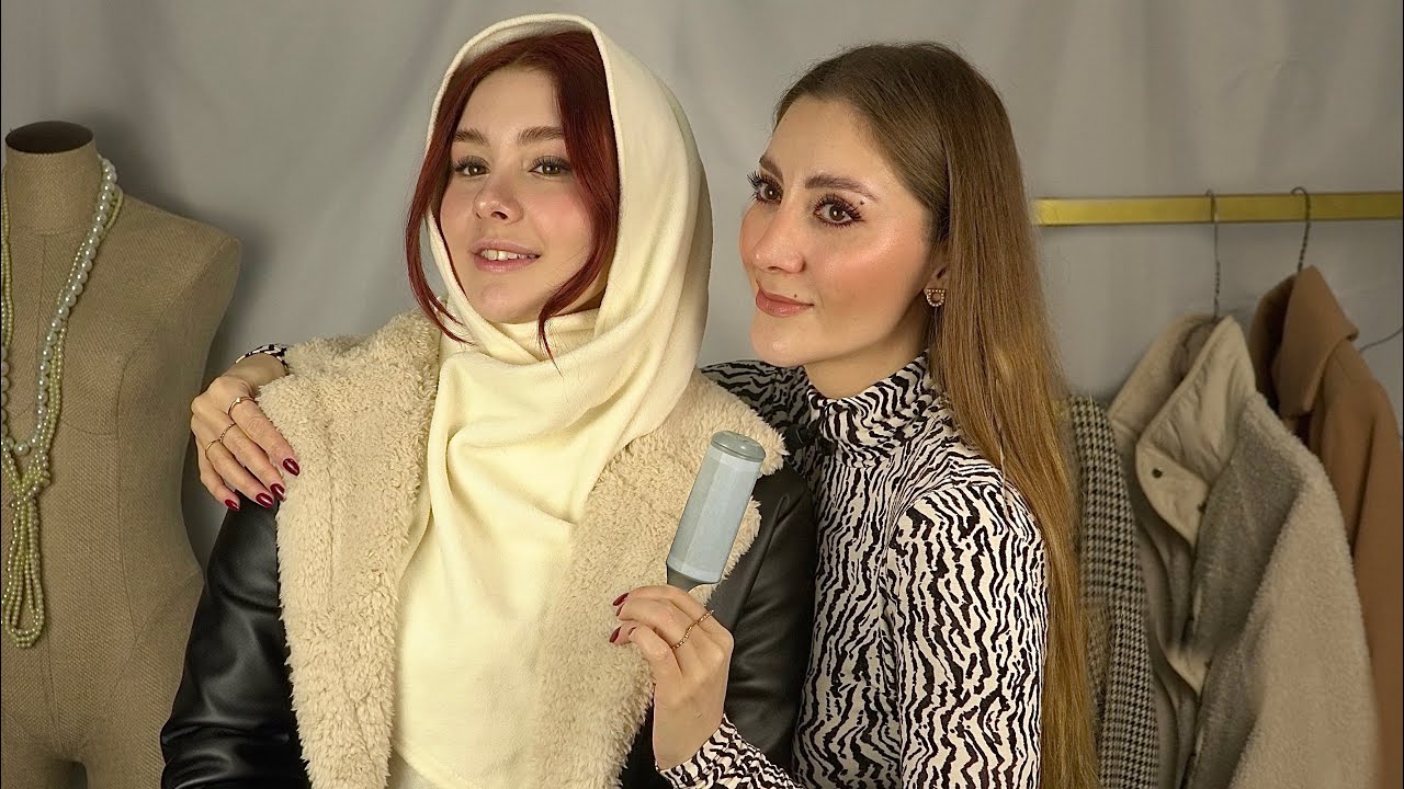 ASMR Winter Clothes Personal Styling and Adjustment | Face Framing Hair Styling & Fixing Soft Spoken