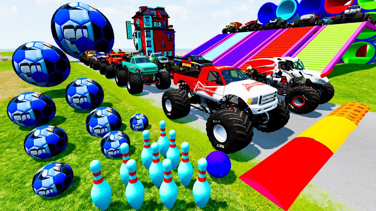High Speed Crashes Monster Trucks | Transportation with Crashing & Jump in BeamNG.drive #025