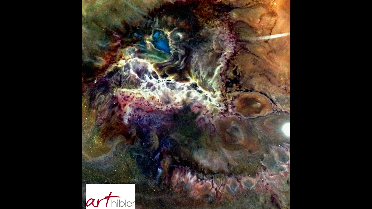 Resin with Ink and Fluid acrylic on Panel -dirty pour