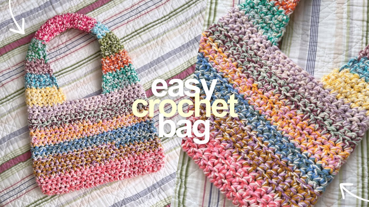 QUICK + EASY crochet SHOULDER BAG for BEGINNERS (use your scrap yarn)