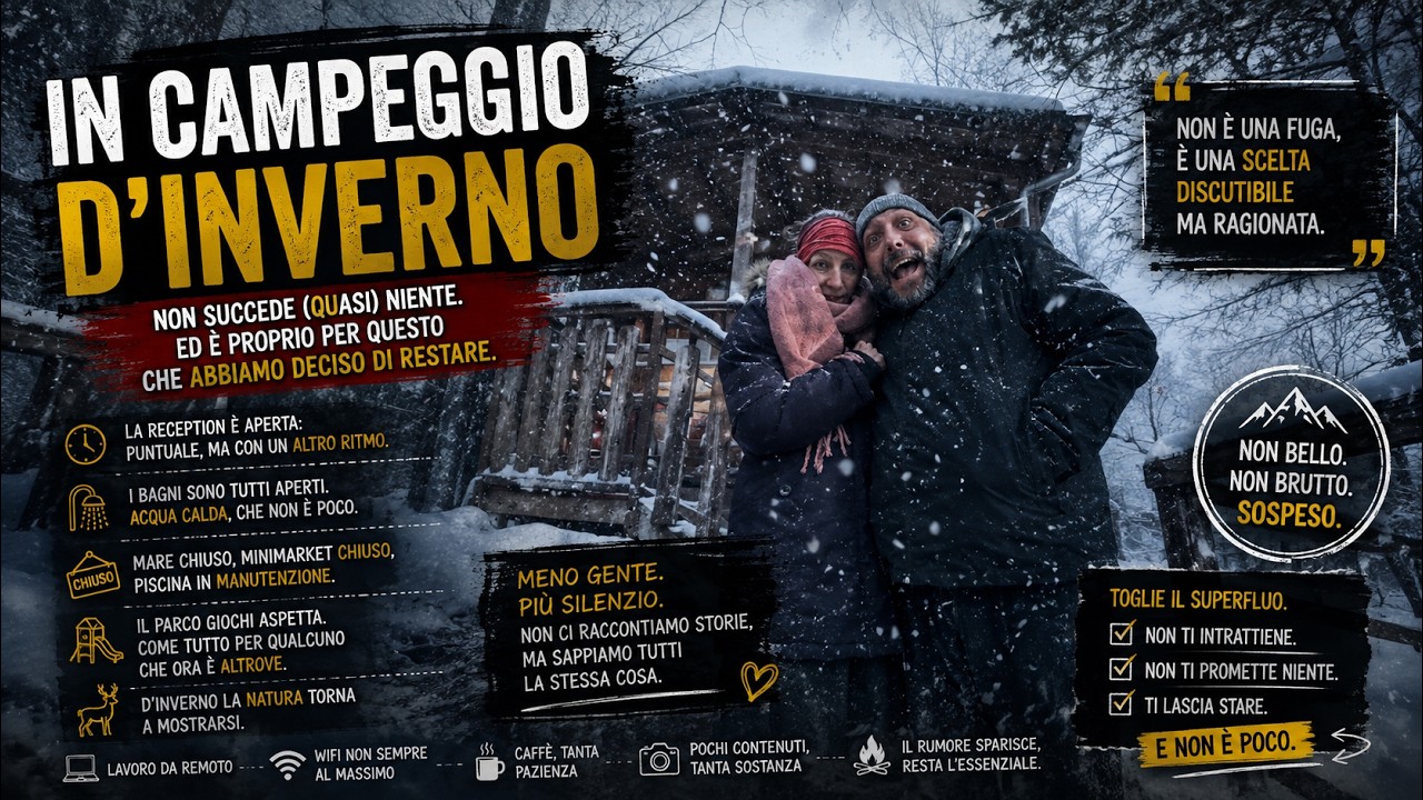 VIVERE IN CAMPEGGIO D'INVERNO: quando il silenzio diventa casa, pochi restano e tutto rallenta