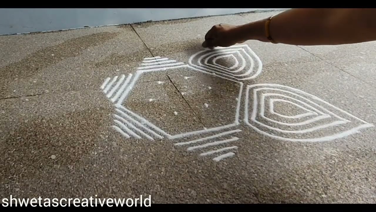 Simple unique lotus rangoli designs ll front door rangoli ll 
