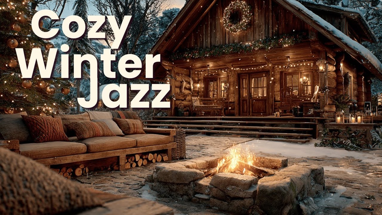 Cozy Jazz & Snowfall | Relaxing Winter Cabin Vibes | Smooth Jazz Music Ambiance 🌨️