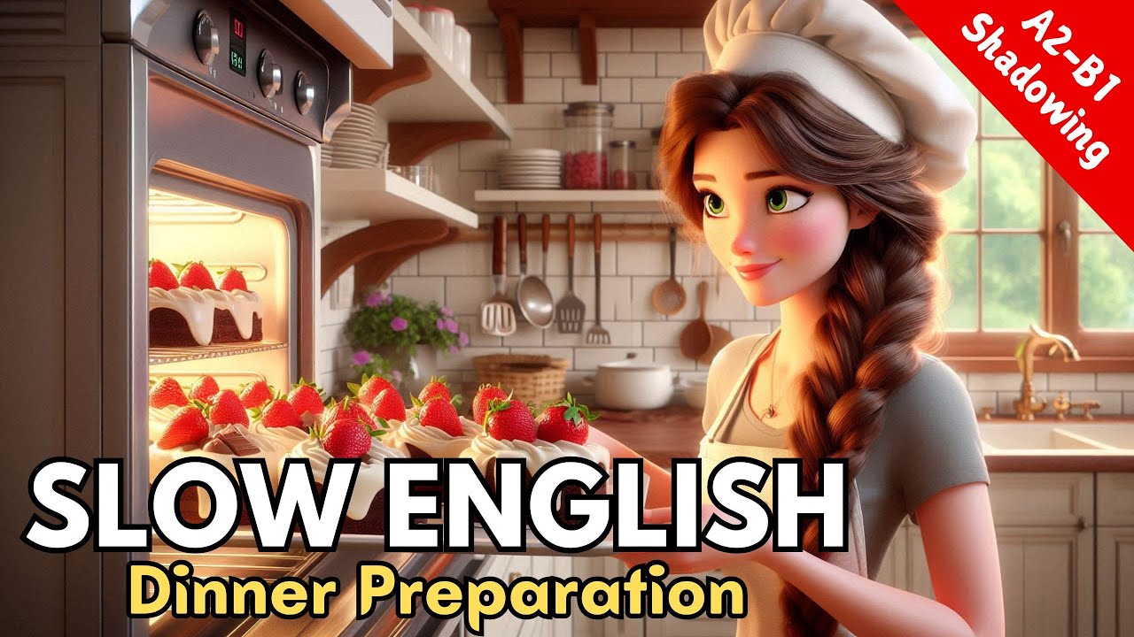Dinner Preparation 🍽️ ❤️| A2&ndash;B1 Level | Slow English Listening & Speaking Practice (with subtitles)