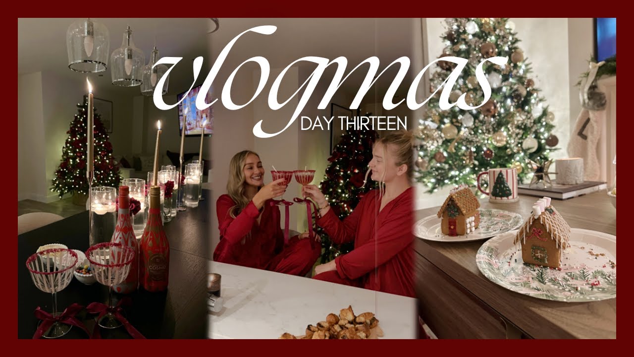 VLOGMAS 13: Hosting Friendmas: Festive Cocktails, Xmas party food + mini gingerbread houses!
