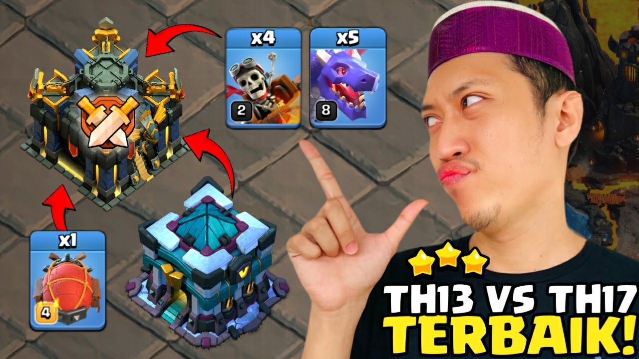 TH 13 VS TH 17 AUTO 3 BINTANG! BLIZARD + HYDRA - STRATEGI WAR TERBAIK TH 13 | CLASH OF CLANS