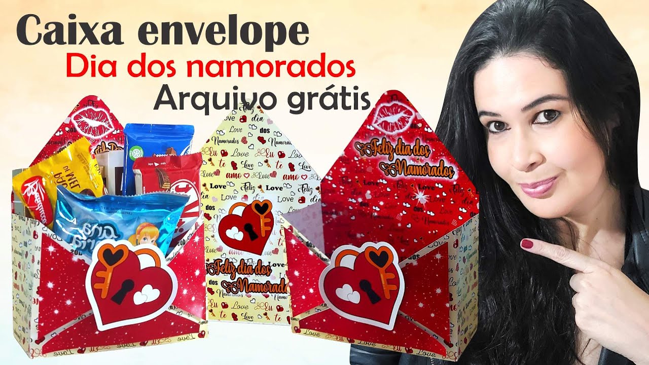 Caixa cesta envelope | dia dos namorados | molde grátis #136
