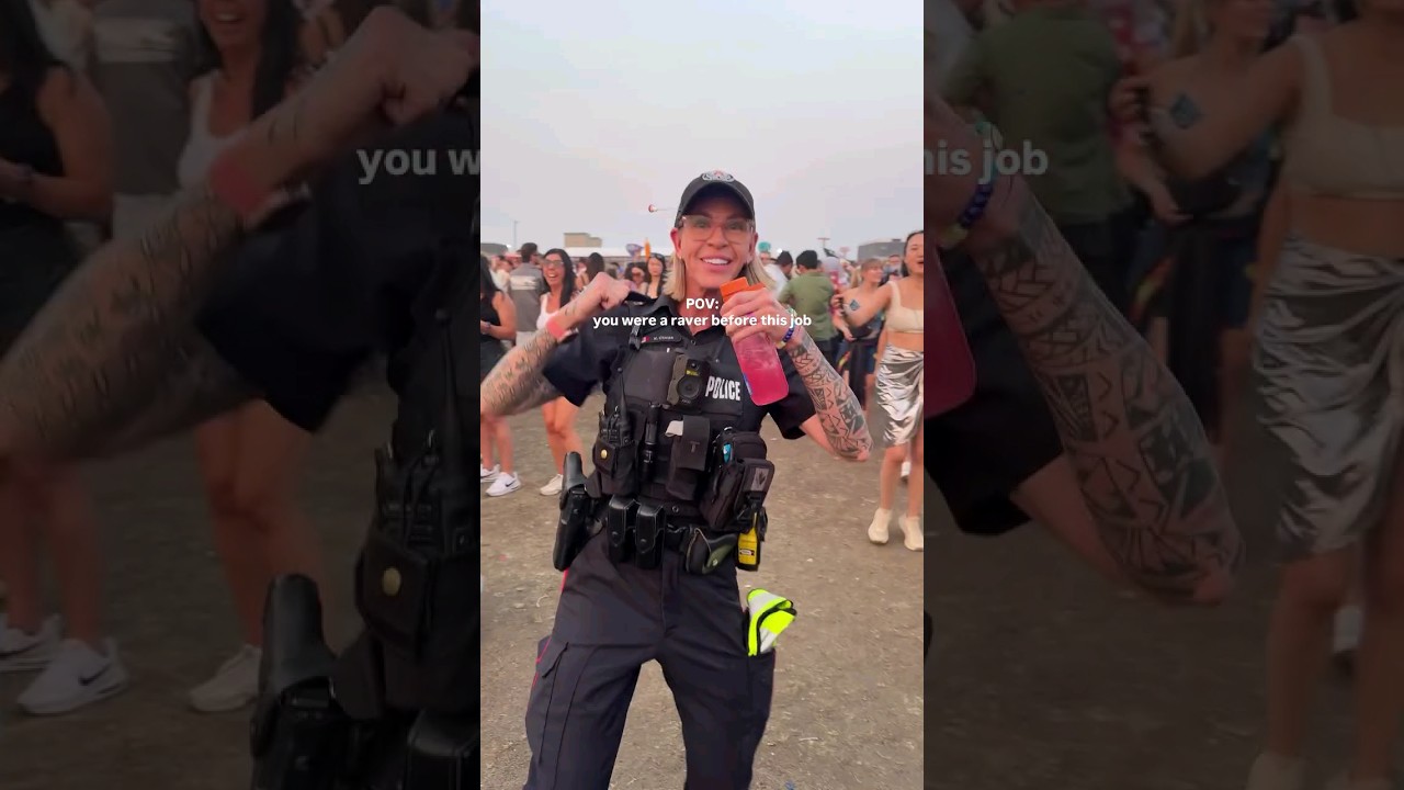 Police raver 👩&zwj;✈&zwj;🔥 📹 by: @elvistat [IG] #policeraver #ravers #technodance #rave #90srave #housemusic