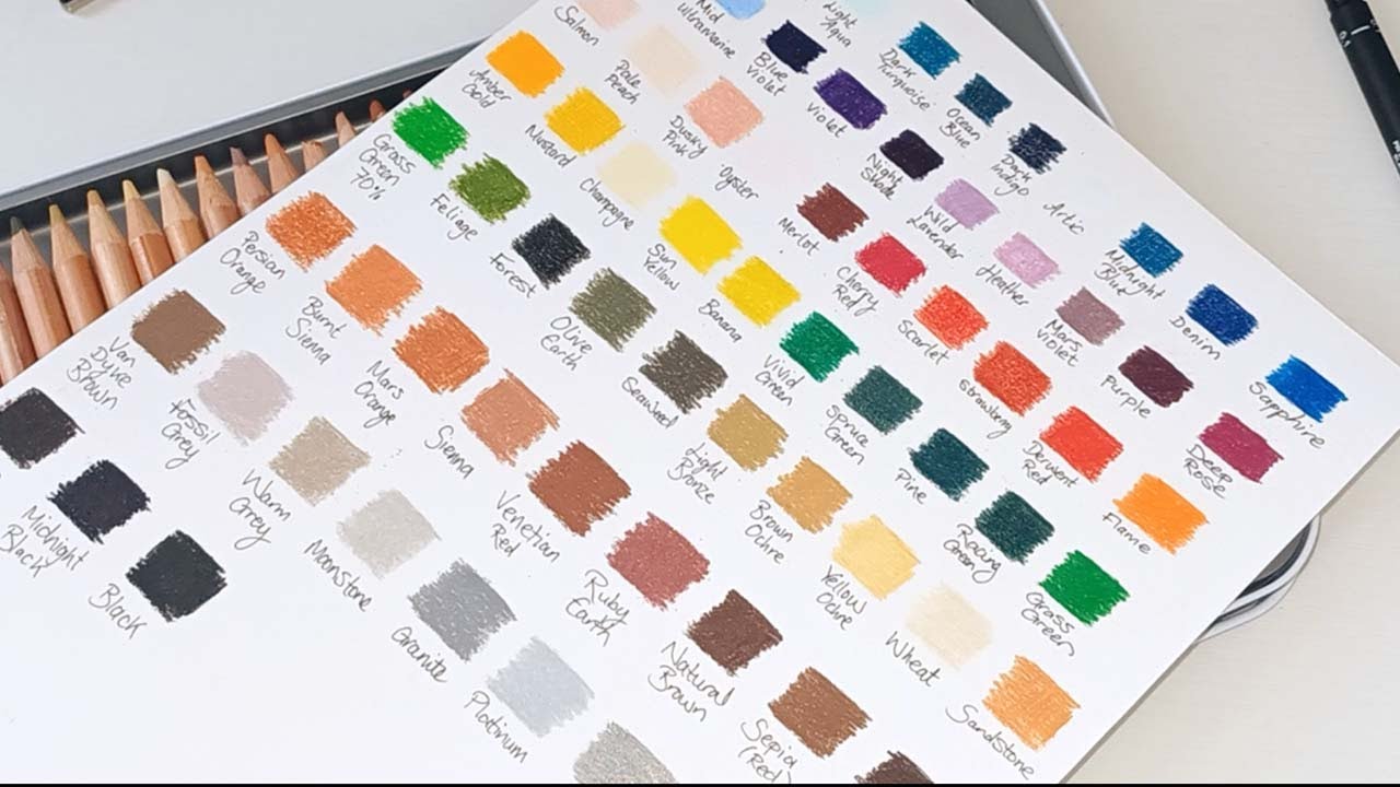 Oil Colouring Pencils!!! UNBOXING & SWATCHES | Derwent Lightfast Pencils 72 Tin Set