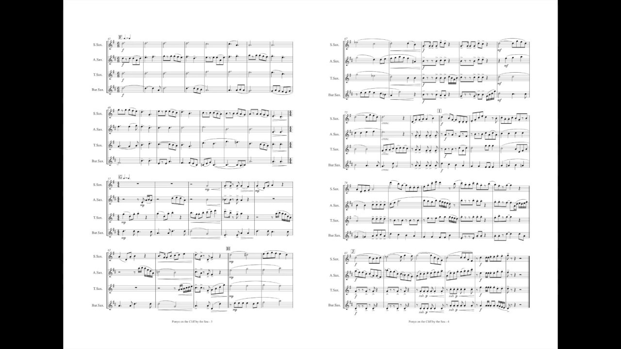 崖の上のポニョ[サックス4重奏](久石譲/山田悠人)/Ponyo on the Cliff by the Sea[Sax.4](Joe Hisaishi/Yuto Yamada)