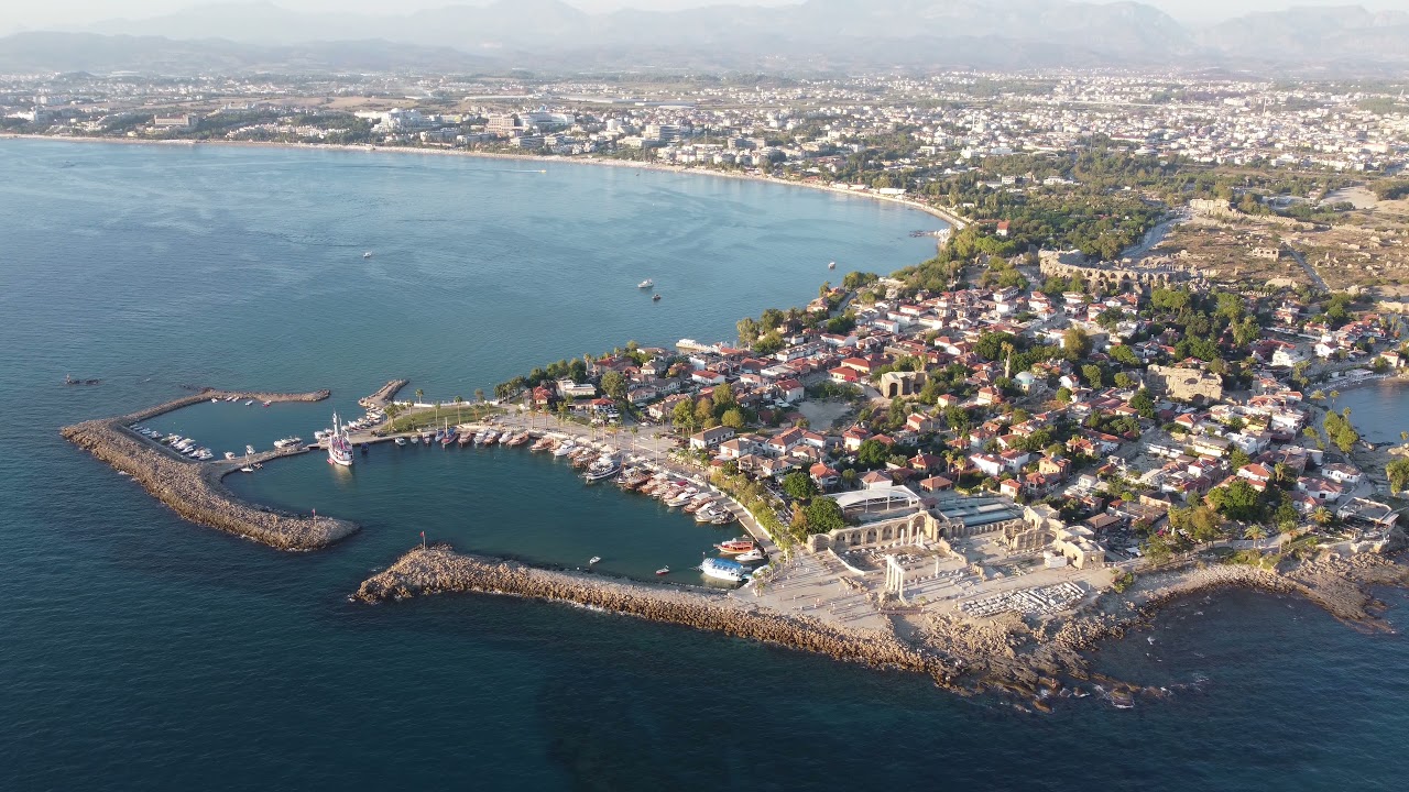 4K Video - SIDE TURKEY, Antique city, Relaxing footage by drone / 4К видео Сиде, Турция
