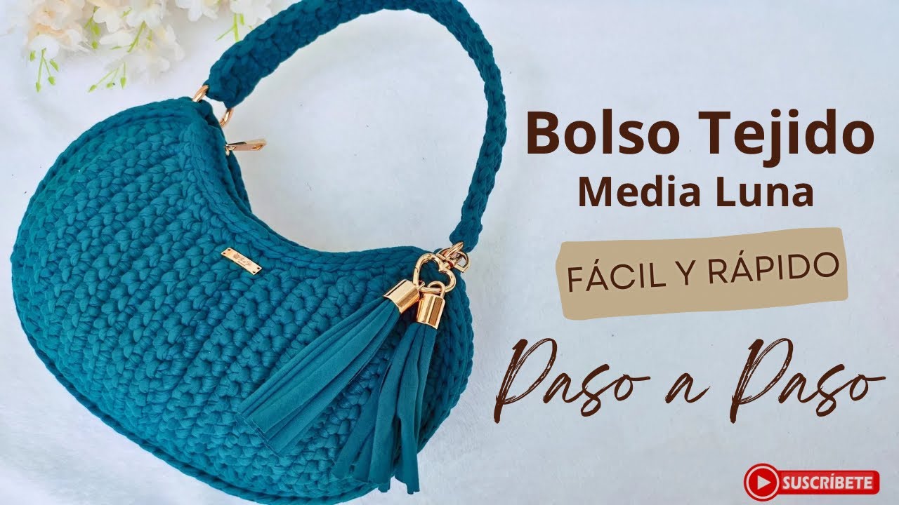 📍Bolso Tejido| Media Luna| Moderno, Elegante  y en Tendencia/ paso a paso/ PRINCIPIANTES