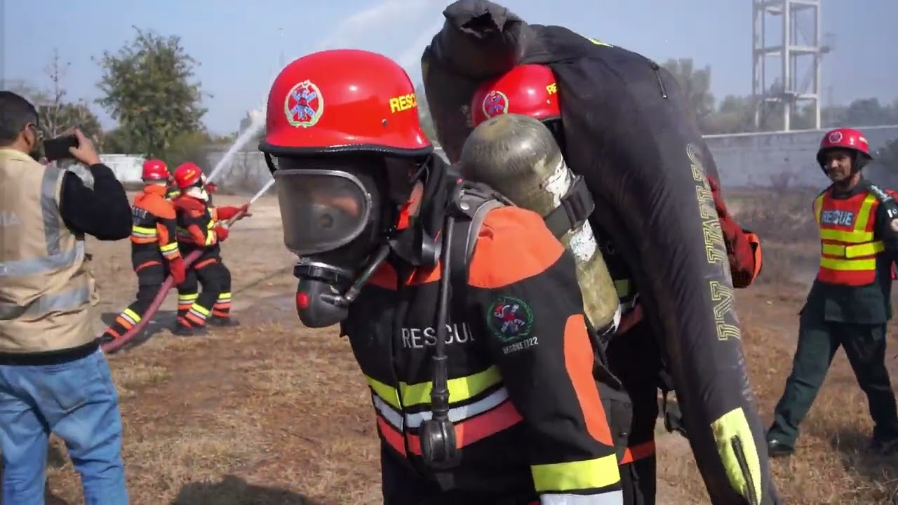 Large scale mock exercise Emergency service Rescue 1122 Okara