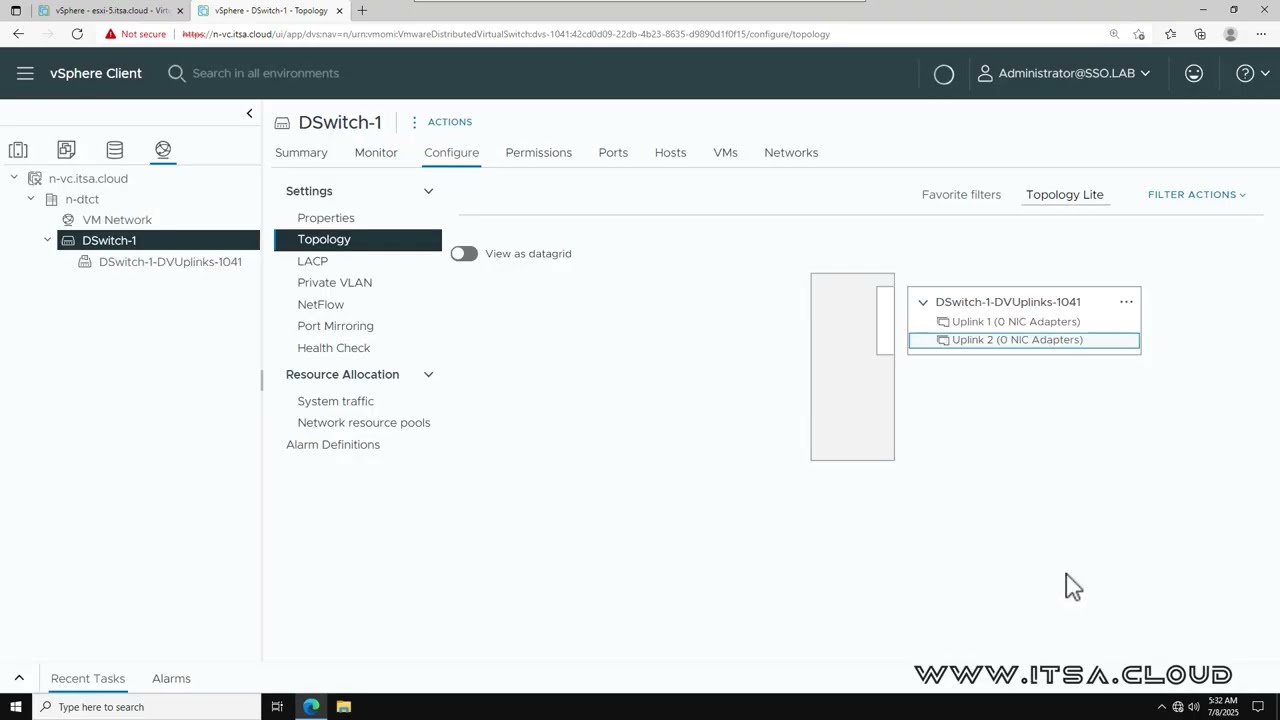 Adding an ESXi host to a VMware vSphere Distributed Switch (vDS).