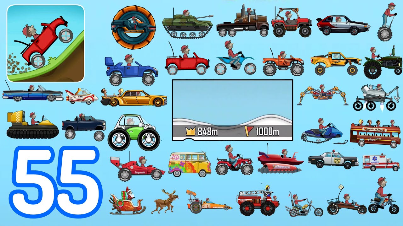 Hill Climb Racing-(Gameplay 55)-Todos Los Autos En Ártico