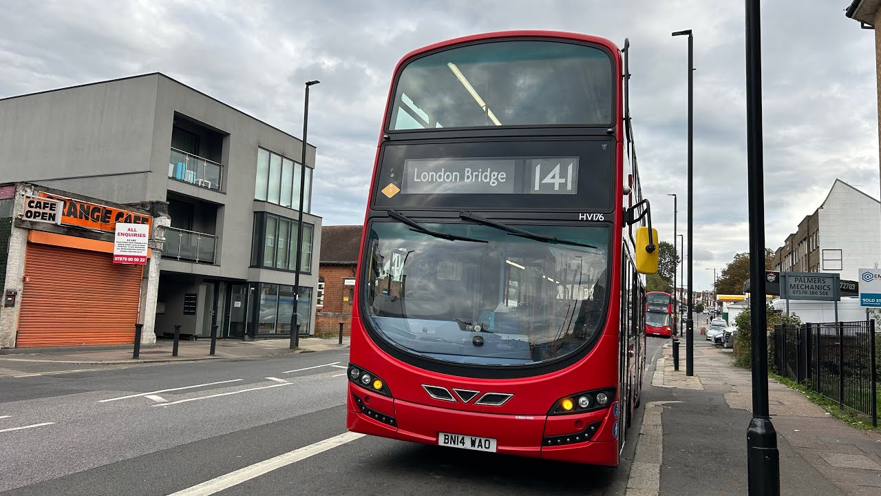 FULL ROUTE VISUAL|Arriva London Bus Route 141|London Bridge-Palmers Green,NCR|HV176(BN14 WAO)