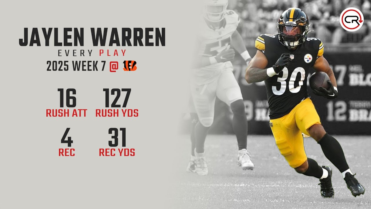 Jaylen Warren Week 7 Highlights | Every Run, Target, and Catch vs Bengals