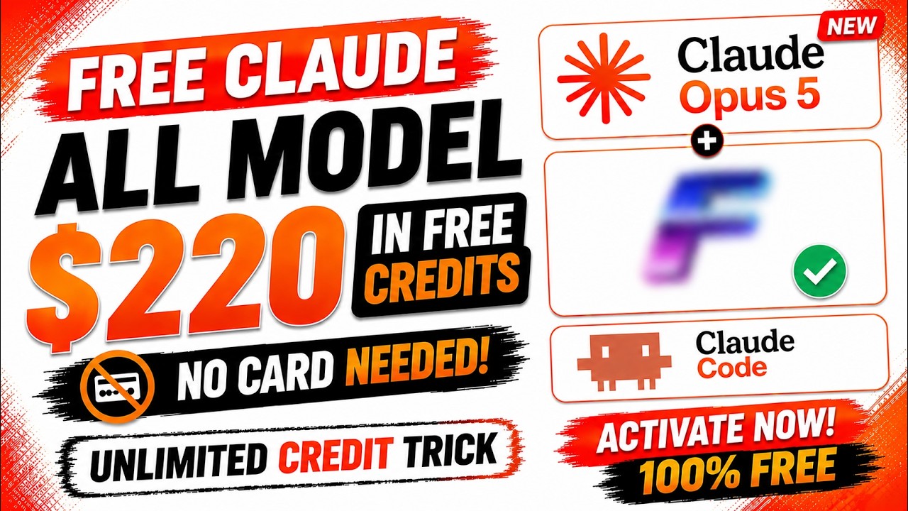 Claude Opus 5 FREE 🤯 $220 Credits + Claude Code API | No Card Needed 🔥 Free Claude Unlimited Access