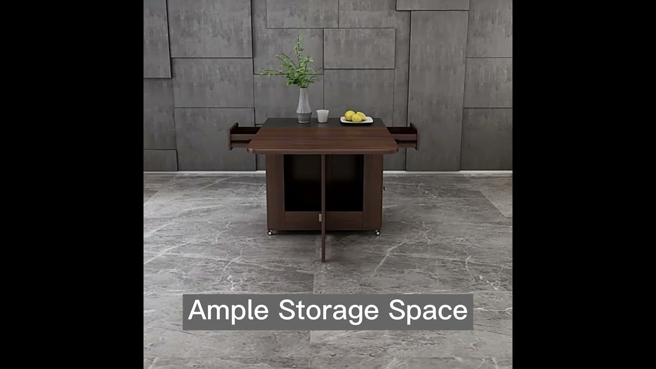 Modern Walnut Folding & Expandable Dining Table Set