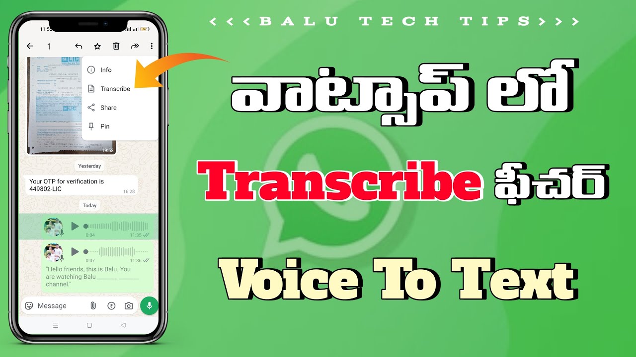 How to Transcribe audio message into text on WhatsApp in Telugu
