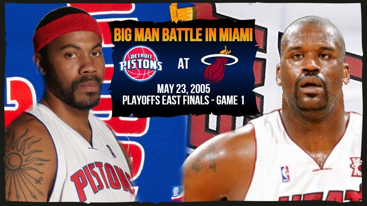 NBA Duel: Rasheed Wallace 20pts vs Shaquille O'Neal - Pistons @ Heat - ECF 2005 Game 1
