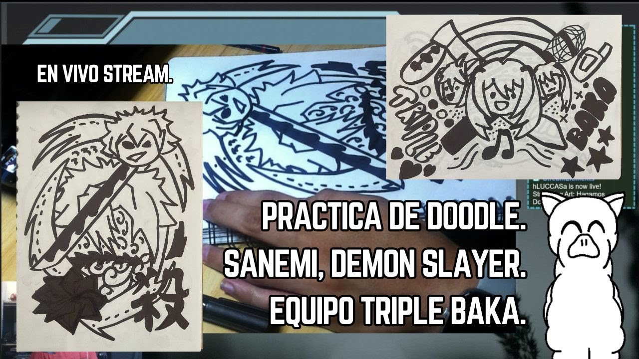 Practica de Doodle.  Sanemi Demon Slayer y el Equipo Triple Baka.