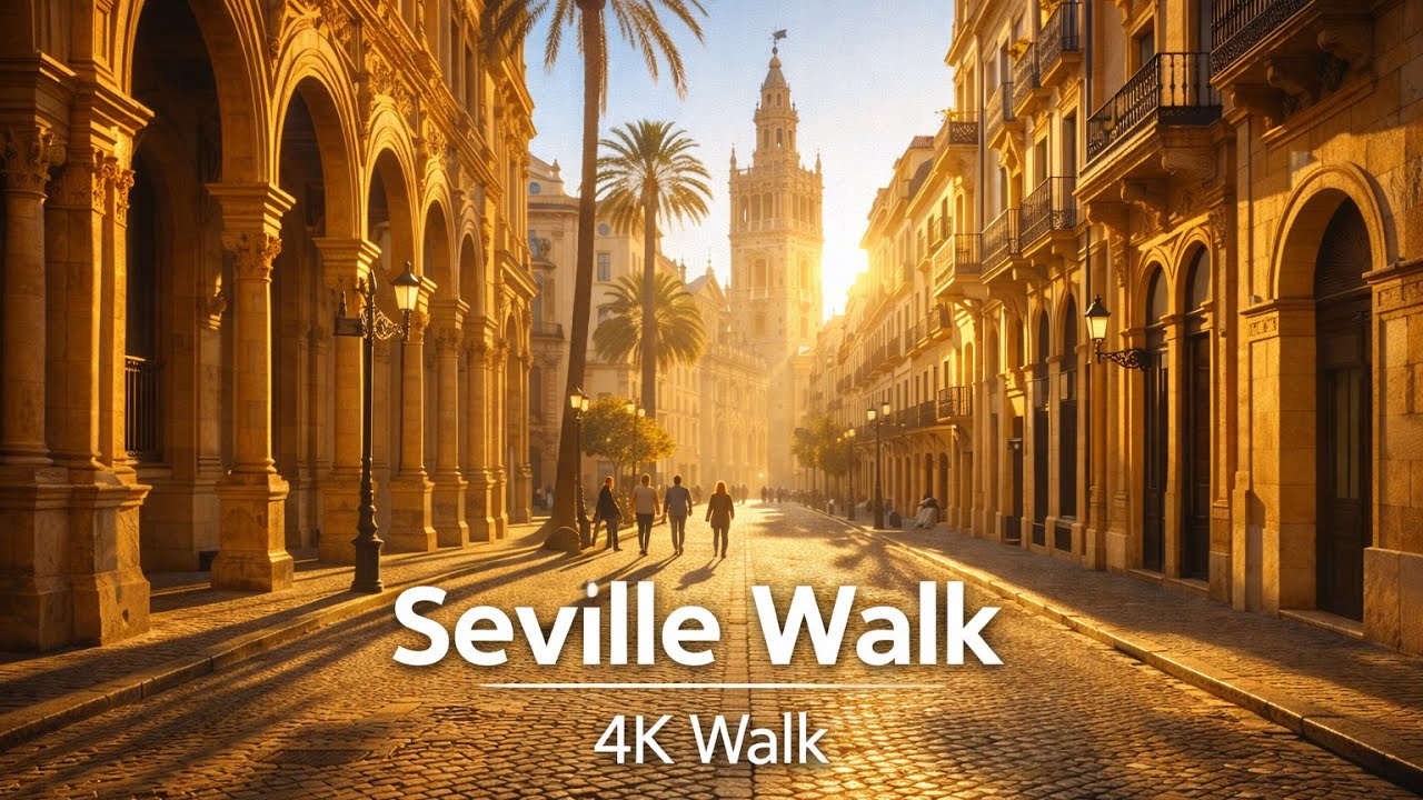 Seville City Center Walking Tour 4K – Historic Streets, Andalusian Atmosphere & Real City Ambience