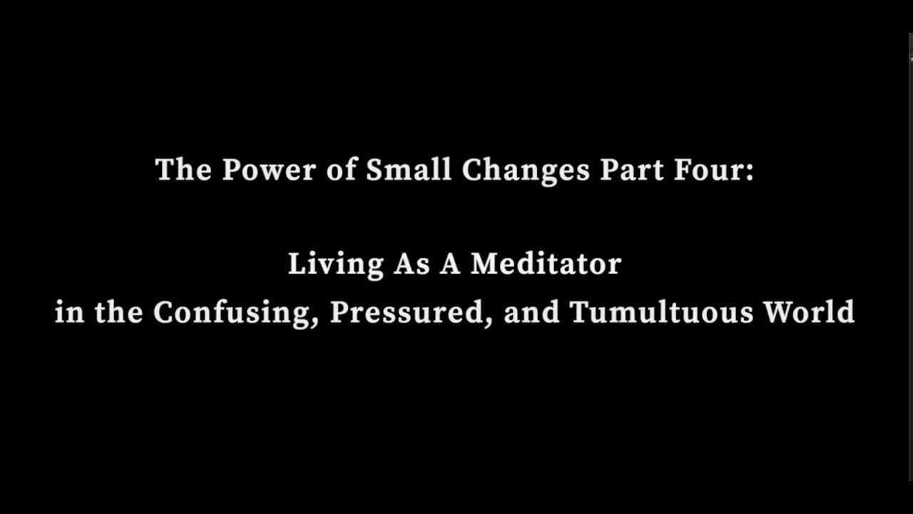 The Power of Small Changes, Part Four - Living as a Meditator in the Confusing, Pressured, and T...
