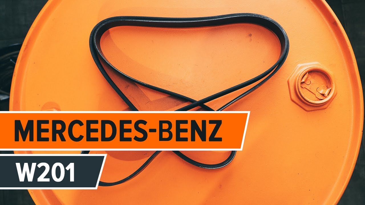 How to change a Poly V-Belt, a tensioner pulley, a vibration damper on MERCEDES-BENZ 190 W201