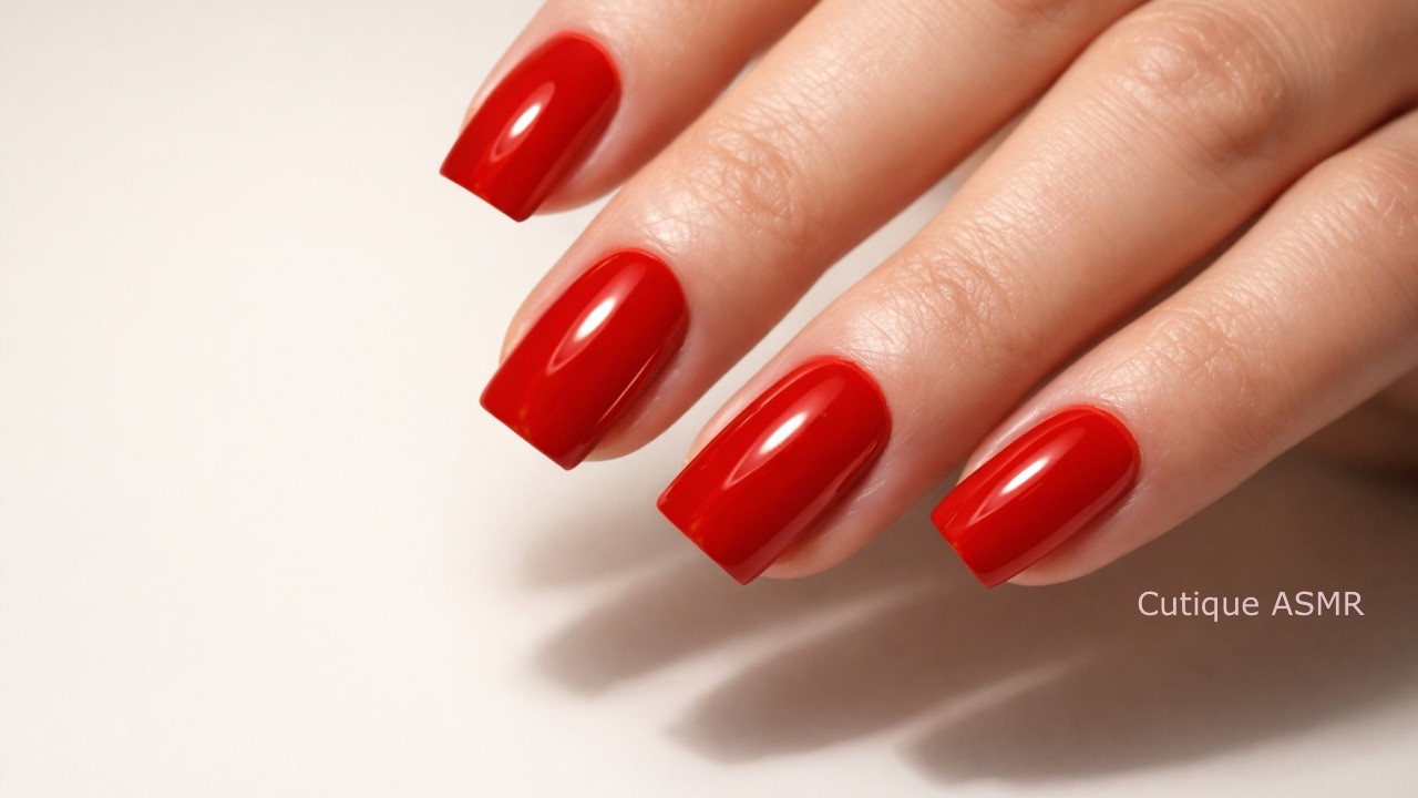 Deep Red Gel Manicure | Full Nail Process ASMR
