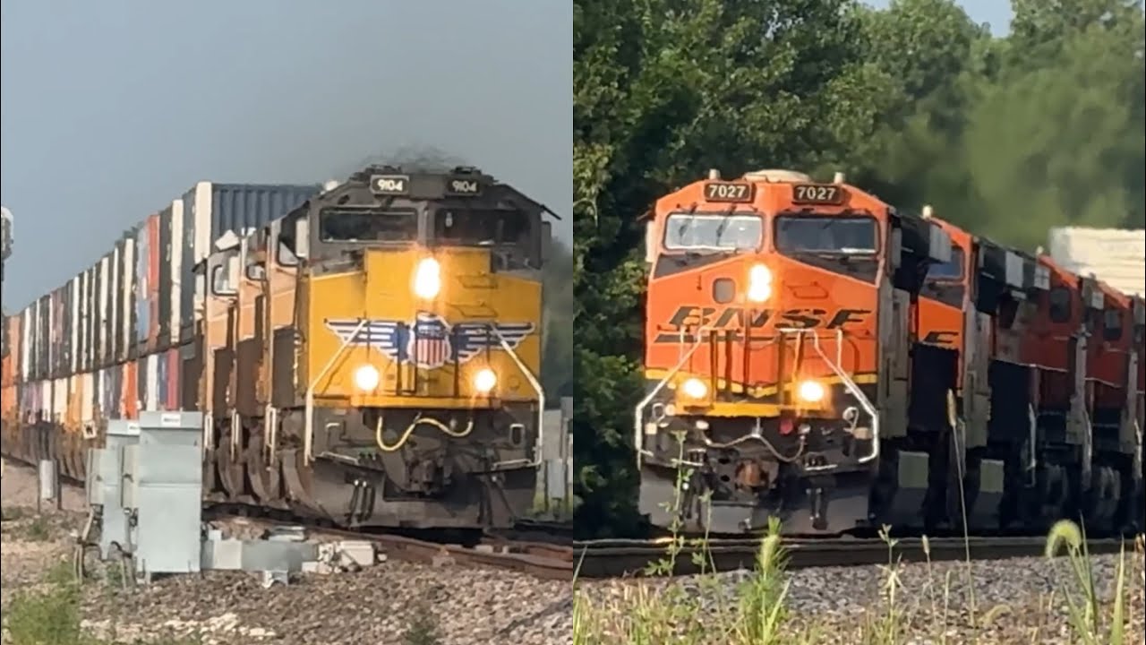 BNSF Z train & UP Z train both take the crossover and continue west! BNSF Transcon..7/12/25